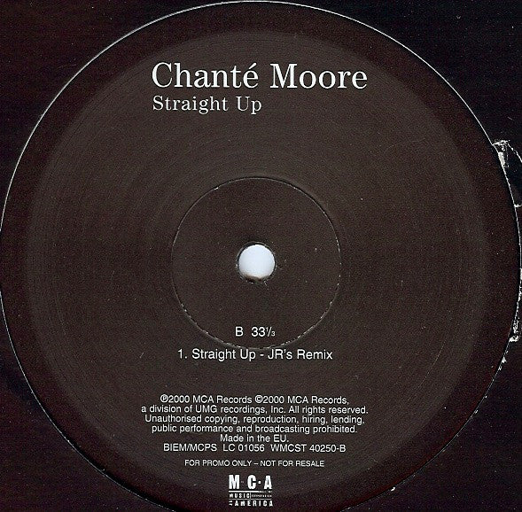 Chanté Moore : Straight Up (12", Single, Promo)