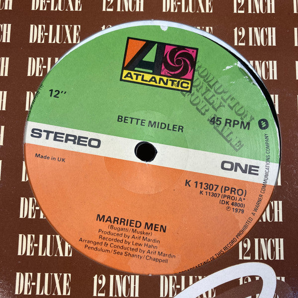 Bette Midler : Married Men (12", Promo)