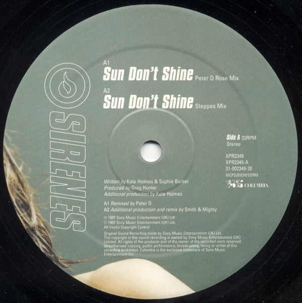 Sirenes : Sun Don't Shine (12", Promo)