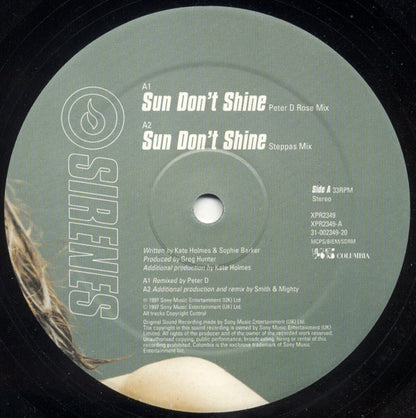 Sirenes : Sun Don't Shine (12", Promo)