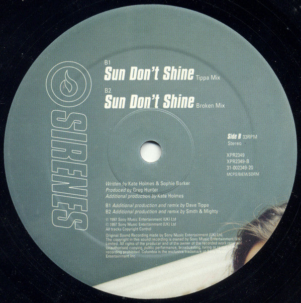 Sirenes : Sun Don't Shine (12", Promo)