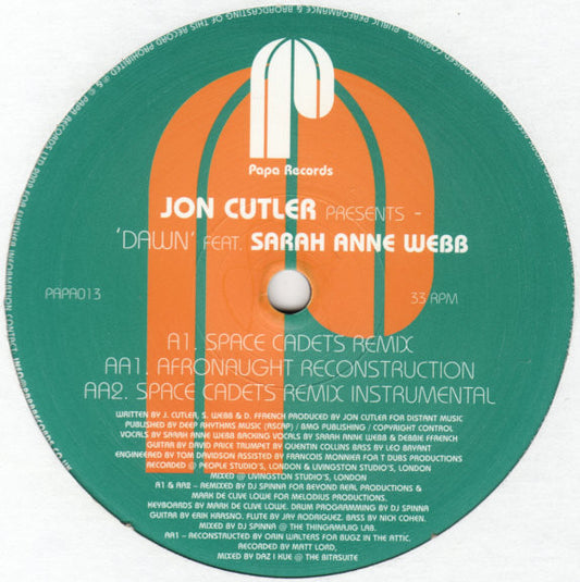 Jon Cutler Feat. Sarah Anne Webb : Dawn (Remixes) (12")