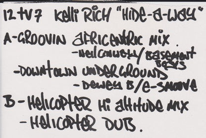 Kelli Rich : Hide-A-Way (12", Promo, W/Lbl)