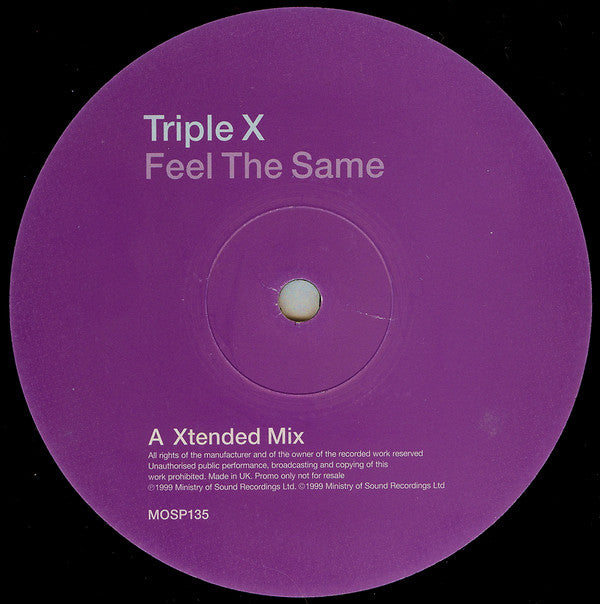 Triple X : Feel The Same (2x12", Promo)