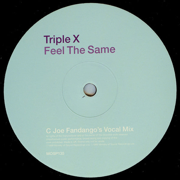 Triple X : Feel The Same (2x12", Promo)