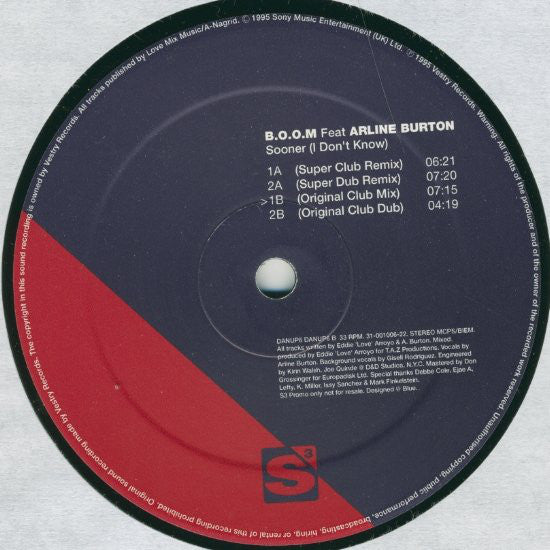 B.O.O.M. : Sooner (I Don't Know) (12", Promo)