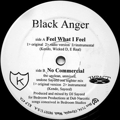 Black Anger : Feel What I Feel / No Commercial (12")