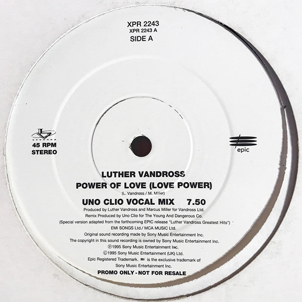 Luther Vandross : Power Of Love (Love Power) (Uno Clio Mixes) (12", Single, Promo)