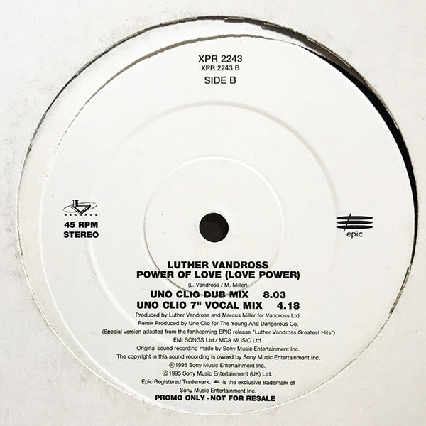 Luther Vandross : Power Of Love (Love Power) (Uno Clio Mixes) (12", Single, Promo)