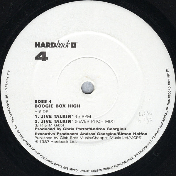 Boogie Box High : Jive Talkin' (12", Single, Com)