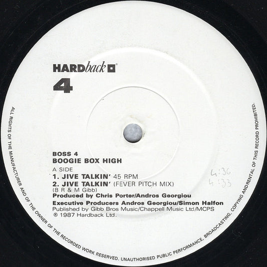 Boogie Box High : Jive Talkin' (12", Single, Com)