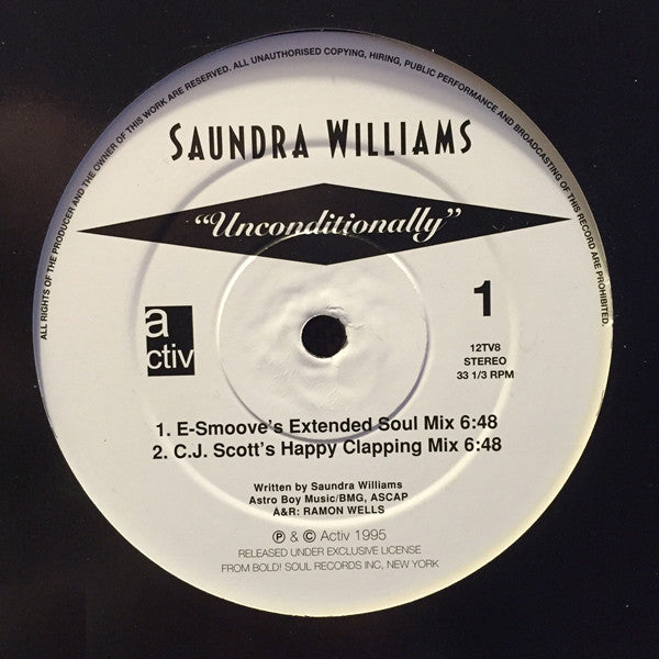 Saundra Williams : Unconditionally (12", Single)