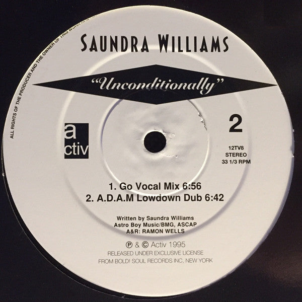 Saundra Williams : Unconditionally (12", Single)