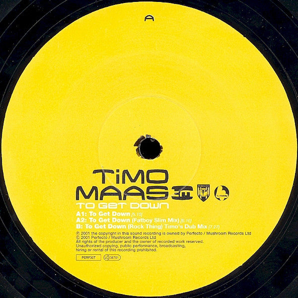 Timo Maas : To Get Down (12")