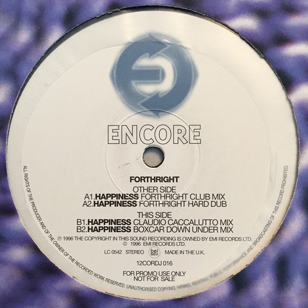 Forthright : Happiness (12", Promo)