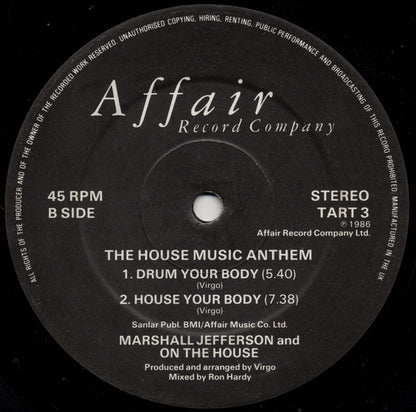Marshall Jefferson And On The House : The House Music Anthem (12")