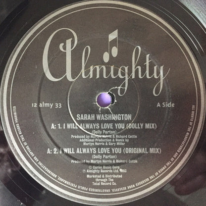 Sarah Washington : I Will Always Love You (Dance Mix) (12")