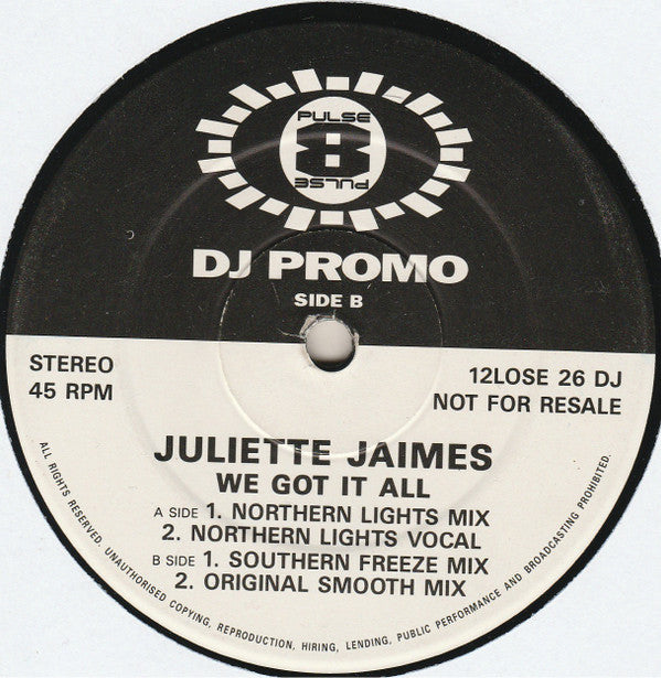 Juliette Jaimes : We Got It All (12", Promo)