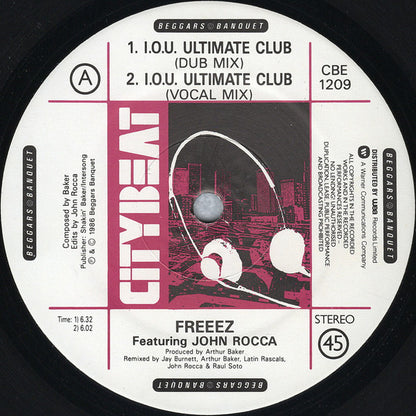 Freeez Featuring John Rocca : I.O.U. (The Ultimate Mixes '87) (12", Single)