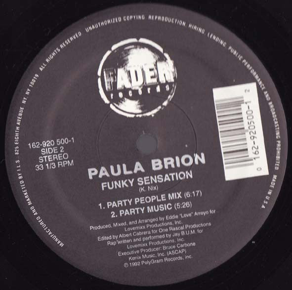Paula Brion : Funky Sensation (12")