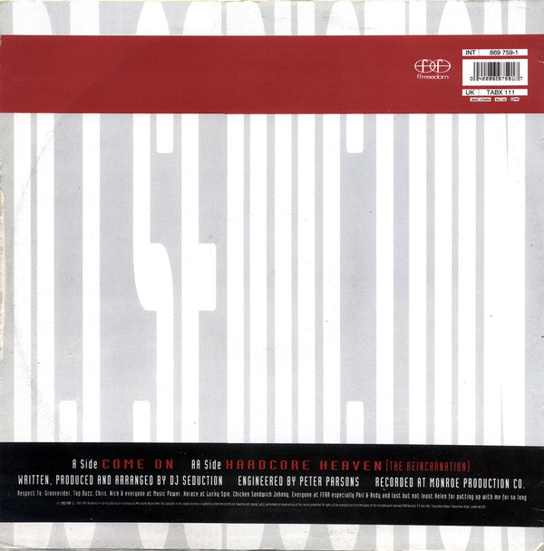DJ Seduction : Come On / Hardcore Heaven (The Reincarnation) (12")