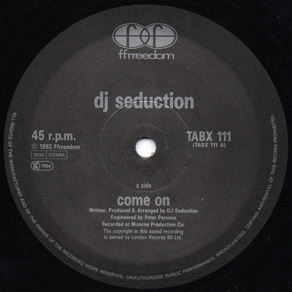 DJ Seduction : Come On / Hardcore Heaven (The Reincarnation) (12")