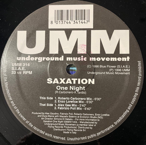 Saxation : One Night (12")
