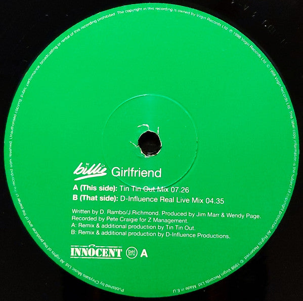 Billie Piper : Girlfriend (12", Promo)