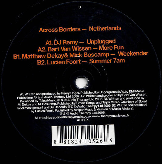 Various : Audio Therapy Presents Across Borders Sampler - Netherlands (12", Smplr)
