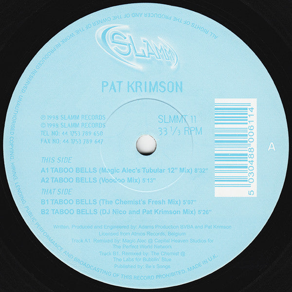 Pat Krimson : Taboo Bells (12")