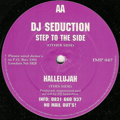 DJ Seduction : Step To The Side / Hallelujah (12")