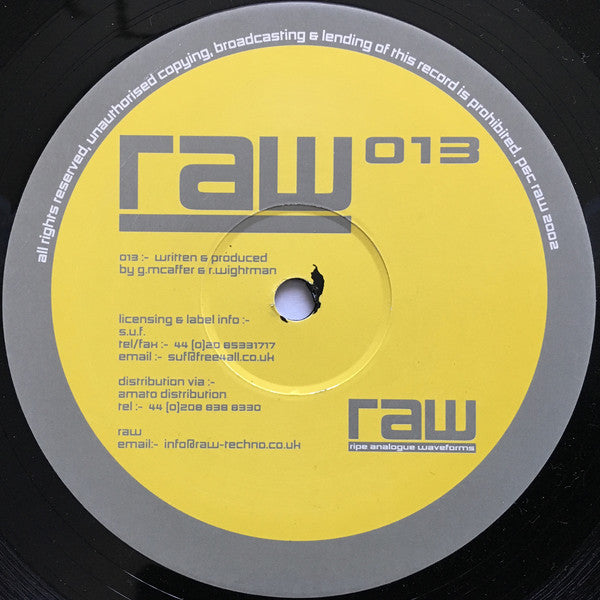 Guy McAffer & R.Wightman : RAW 013 (12")