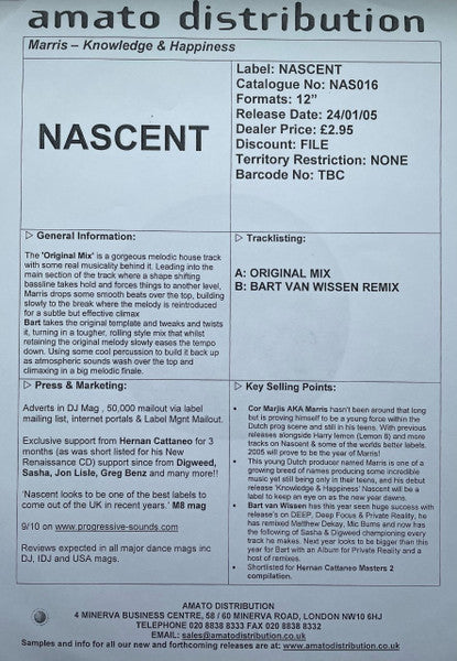 Marris : Knowledge & Happiness (12", Promo)