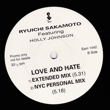 Ryuichi Sakamoto featuring Holly Johnson : Love & Hate (12", Promo)