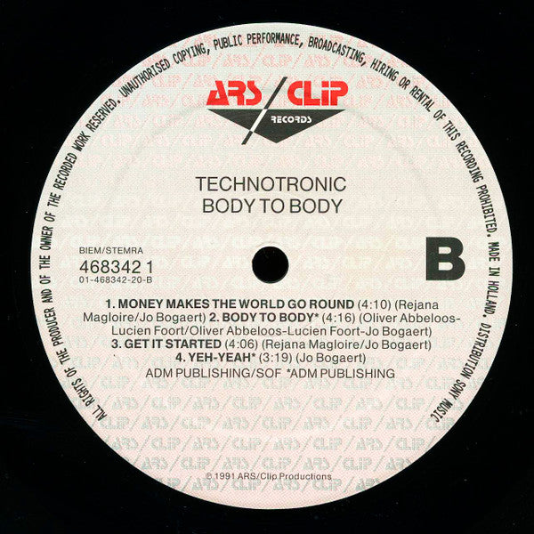 Technotronic : Body To Body (LP, Album)