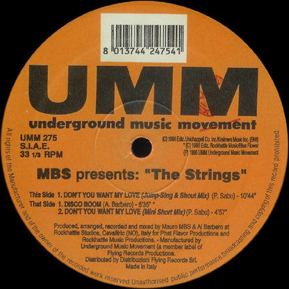 Mauro M.B.S. Presents The Strings (6) : Don't You Want My Love / Disco Boom (12")