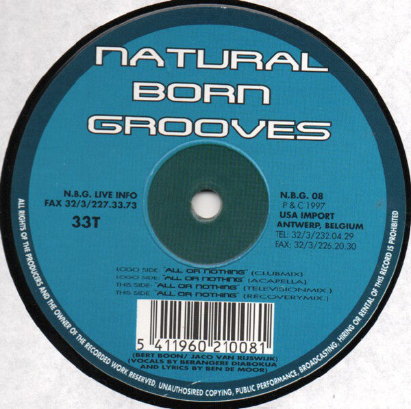 Natural Born Grooves : All Or Nothing (12")