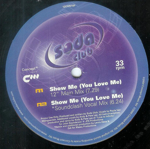 Soda Club : Show Me (You Love Me) (12", Promo)