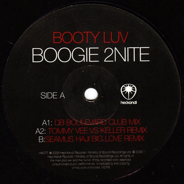 Booty Luv : Boogie 2nite (12", Single)