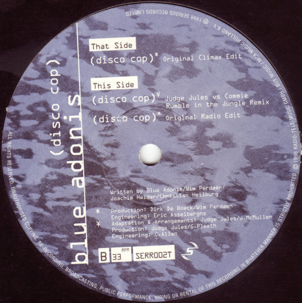 Blue Adonis : Disco Cop (12")