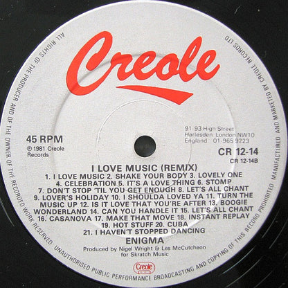 Enigma (2) : I Love Music (12", Mixed)