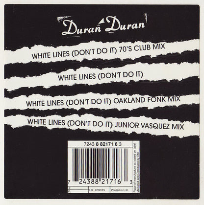 Duran Duran : White Lines (Don't Do It) (12", Single)