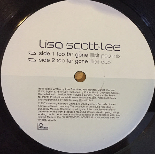 Lisa Scott-Lee : Too Far Gone (12", Single, Promo)