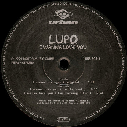 L.U.P.O. : I Wanna Love You (12")