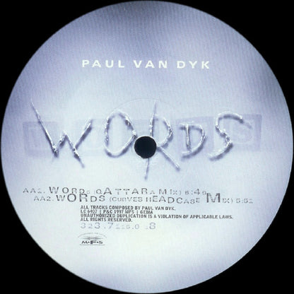 Paul van Dyk : Words (12", Single)