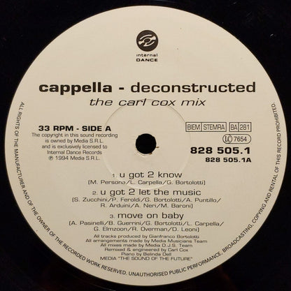 Carl Cox Versus Cappella : Cappella Deconstructed (12", Mixed)