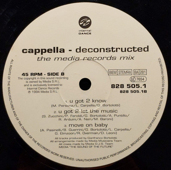 Carl Cox Versus Cappella : Cappella Deconstructed (12", Mixed)