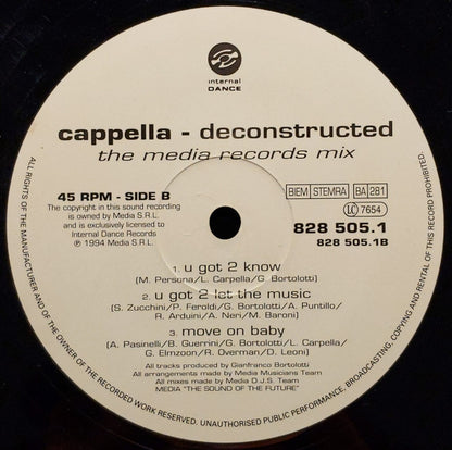 Carl Cox Versus Cappella : Cappella Deconstructed (12", Mixed)