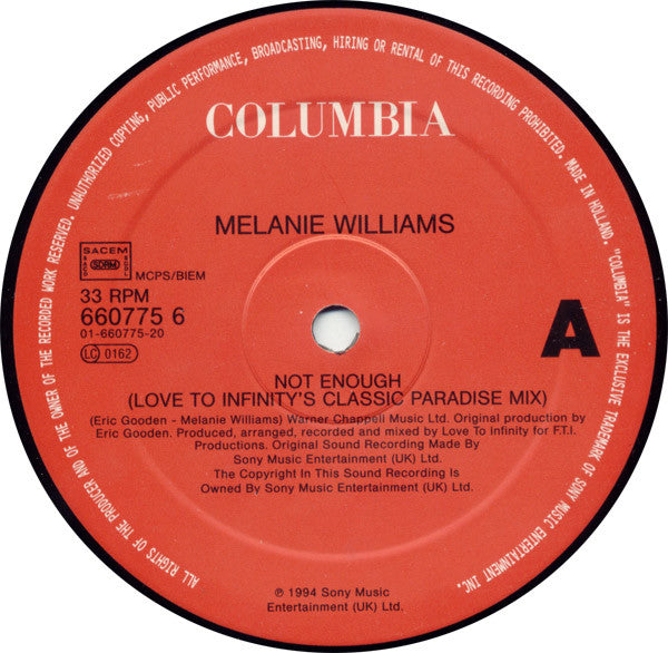 Melanie Williams : Not Enough? (12", Single)