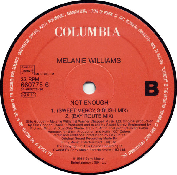 Melanie Williams : Not Enough? (12", Single)